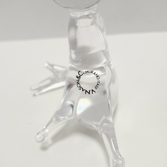 MURANO V NASON Art Glass Seal Sea Lion Balancing Ball Crystal Figurine Sticker - Picture 3 of 6